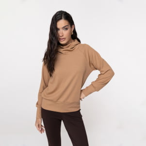 Blusa Térmica Feminina Canelada Gola Alta - 3221 Camel
