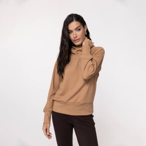 Blusa Térmica Feminina Canelada Gola Alta - 3221 Camel
