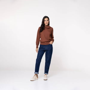 Blusa Térmica Feminina Canelada Gola Alta - 3221 Conhaque