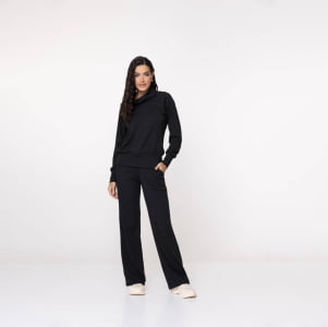 Blusa Térmica Feminina Canelada Gola Alta - 3221 Preto