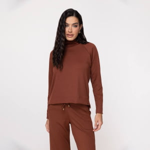 Blusa Térmica Feminina Canelada Gola Alta - 3222 Conhaque