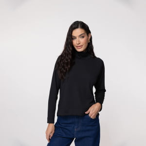 Blusa Térmica Feminina Canelada Gola Alta - 3222 Preta
