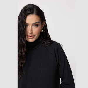 Blusa Térmica Feminina Canelada Gola Alta - 3222 Preta