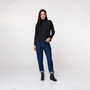 Blusa Térmica Feminina Canelada Gola Alta - 3222 Preta
