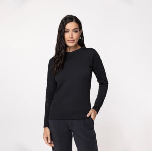 Blusa Térmica Feminina Segunda Pele Canelada - 3137 Preta