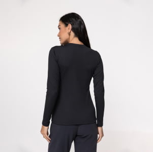 Blusa Térmica Feminina Segunda Pele Canelada - 3137 Preta