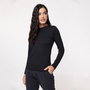 Blusa Térmica Feminina Segunda Pele Canelada - 3137 Preta