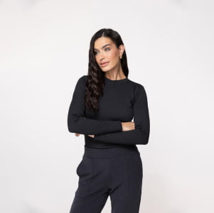 Blusa Térmica Feminina Segunda Pele Canelada - 3137 Preta