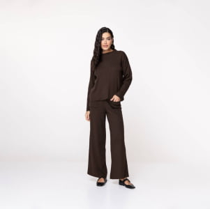 Calça Feminina em Tricô Soft - 25471 Chocolate