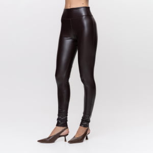 Calça Legging Térmica Feminina em Courino Forrada - 3173 Marrom