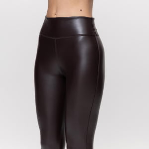 Calça Legging Térmica Feminina em Courino Forrada - 3173 Marrom