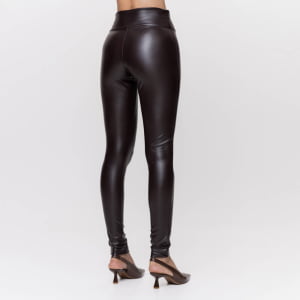 Calça Legging Térmica Feminina em Courino Forrada - 3173 Marrom