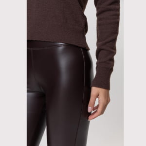 Calça Legging Térmica Feminina em Courino Forrada - 3173 Marrom