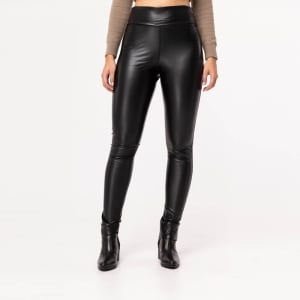 Calça Legging Térmica Feminina em Courino Forrada - 3173 Preto