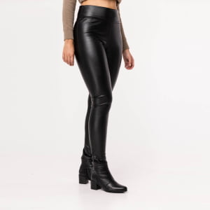 Calça Legging Térmica Feminina em Courino Forrada - 3173 Preto