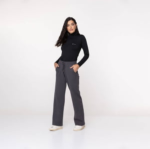 Calça Pantalona Malha Comfy Feminina - 3230 Chumbo