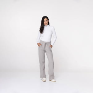 Calça Pantalona Malha Comfy Feminina - 3230 Cinza