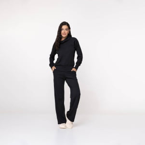 Calça Pantalona Térmica Feminina Canelada - 3231 Preto
