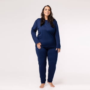 Calça Térmica Feminina Segunda Pele Plus Size - 898E Azul Marinho