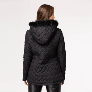 Casaco Feminino Puffer Spesso Florença Com Capuz - 4030 Preto