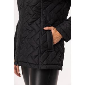 Casaco Feminino Puffer Spesso Florença Com Capuz - 4030 Preto