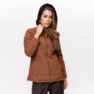 Casaco Feminino Puffer Spesso Florença Com Capuz - 4030 Terracota