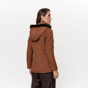 Casaco Feminino Puffer Spesso Florença Com Capuz - 4030 Terracota