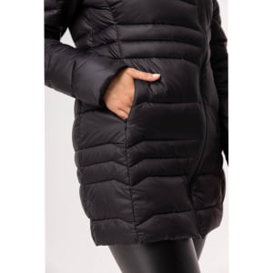 Casaco Feminino Puffer Spesso Pelliccia de Pluma - 034 Preto