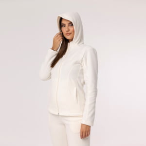 Jaqueta Fleece Térmica Feminina Com Capuz - 3139 Branco