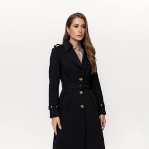 Casaco Térmico Feminino Spesso Trench Coat Firenze - 4589 Preto Casaco Térmico Feminino Spesso Trench Coat Firenze - 4589 Preto