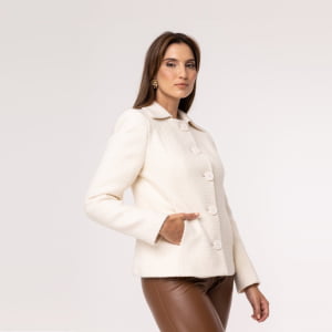 Casaco Térmico Feminino Spesso Verona Em Lã Premium Italiana - 4086 Off White