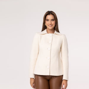 Casaco Térmico Feminino Spesso Verona Em Lã Premium Italiana - 4086 Off White