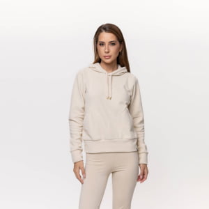 Fleece Térmico Feminino Canelado com Capuz - 3190 Pérola