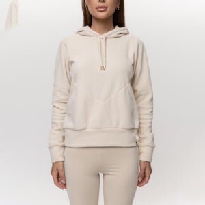 Fleece Térmico Feminino Canelado com Capuz - 3190 Pérola