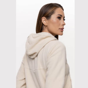 Fleece Térmico Feminino Canelado com Capuz - 3190 Pérola