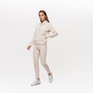 Fleece Térmico Feminino Canelado com Capuz - 3190 Pérola