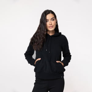 Fleece Térmico Feminino Canelado com Capuz - 3190 Preto 