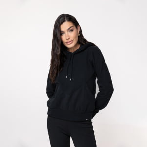 Fleece Térmico Feminino Canelado com Capuz - 3190 Preto 