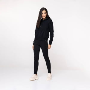 Fleece Térmico Feminino Canelado com Capuz - 3190 Preto 