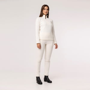 Fleece Térmico Feminino Meio Zíper - 918 Off White