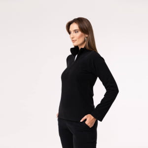 Fleece Térmico Feminino Meio Zíper - 918 Preto 