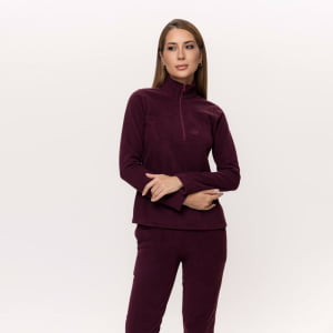 Fleece Térmico Feminino Meio Zíper - 918 Bordô