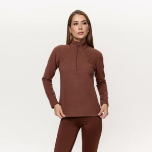 Fleece Térmico Feminino Meio Zíper - 918 Conhaque