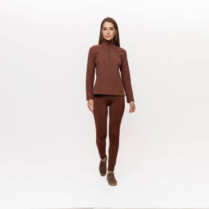 Fleece Térmico Feminino Meio Zíper - 918 Conhaque
