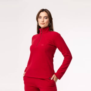 Fleece Térmico Feminino Meio Zíper - 918 Vermelho