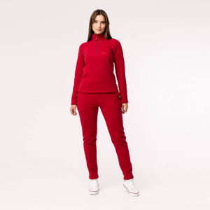 Fleece Térmico Feminino Meio Zíper - 918 Off Vermelho