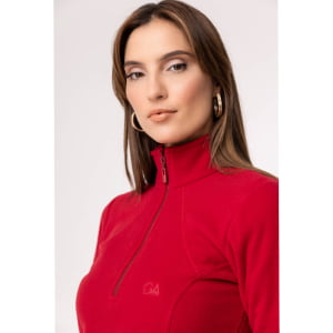 Fleece Térmico Feminino Meio Zíper - 918 Off Vermelho