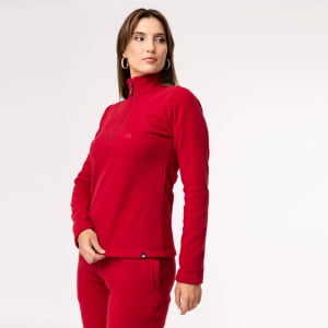 Fleece Térmico Feminino Meio Zíper - 918 Off Vermelho