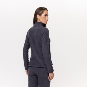 Fleece Térmico Feminino Meio Zíper Forrado em Lã - 914 Chumbo