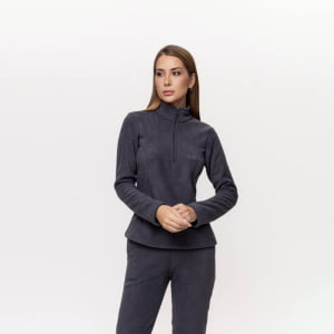 Fleece Térmico Feminino Meio Zíper Forrado em Lã - 914 Chumbo